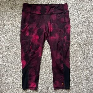 Lucy Red Pink Black Mesh Cropped Leggings Workout Activewear Casual